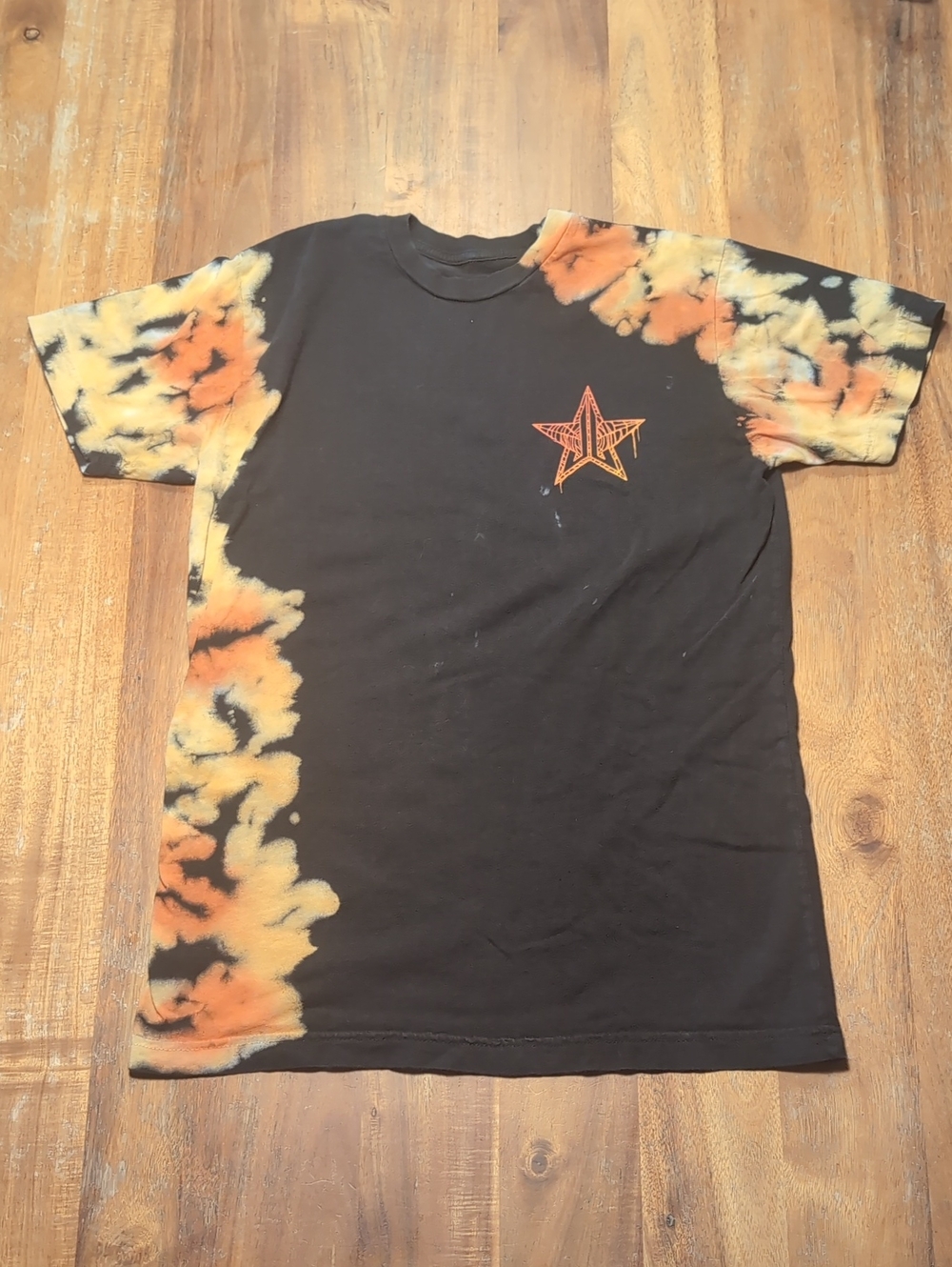 Jeffree Star Black Tie-Dye Accent T-Shirt with Orange Star Graphic